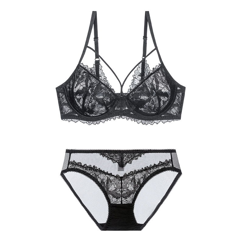 Procesamiento personalizado comercio exterior ropa interior de talla grande traje de ropa interior femenina personalizada encaje espalda hermosa sujetador sexy ultrafino