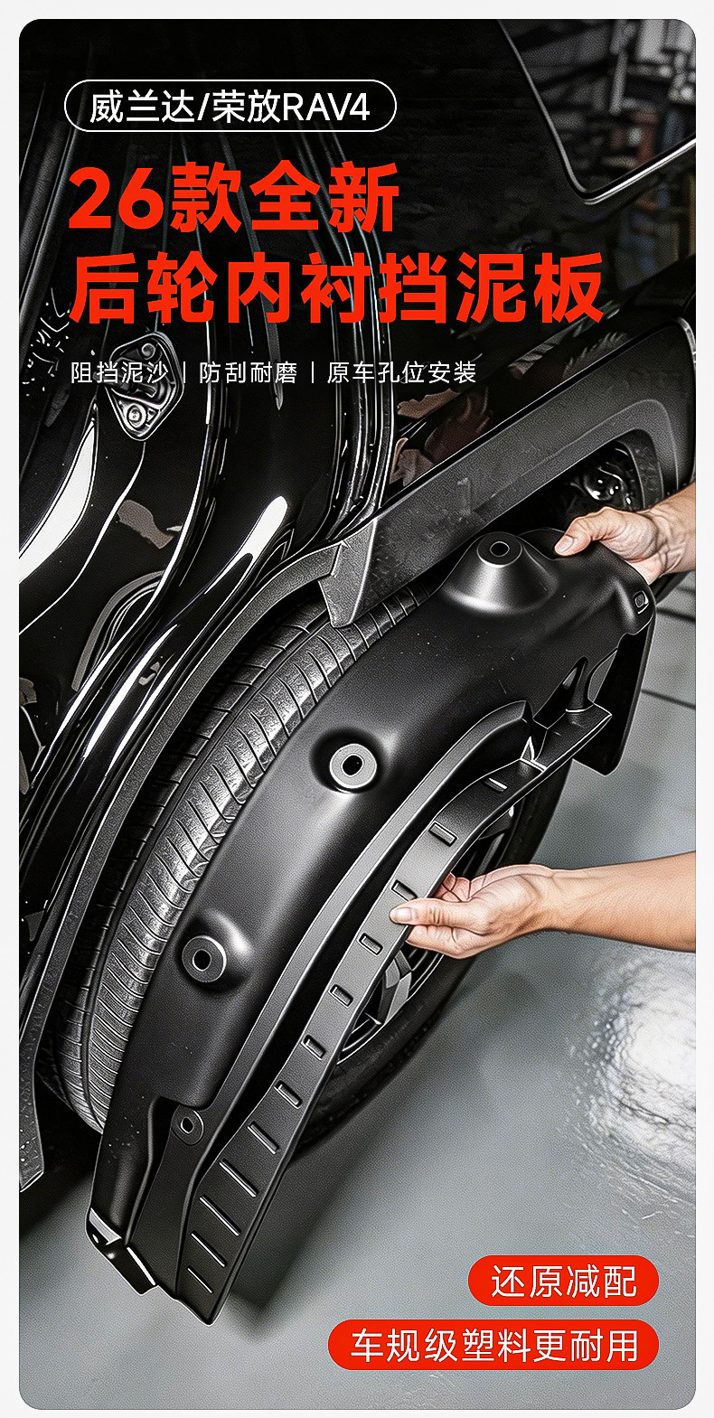 Suitable for 26 Models of Toyota Rav4 Rear Door Liner Mudguards and Wildlander Mudguards