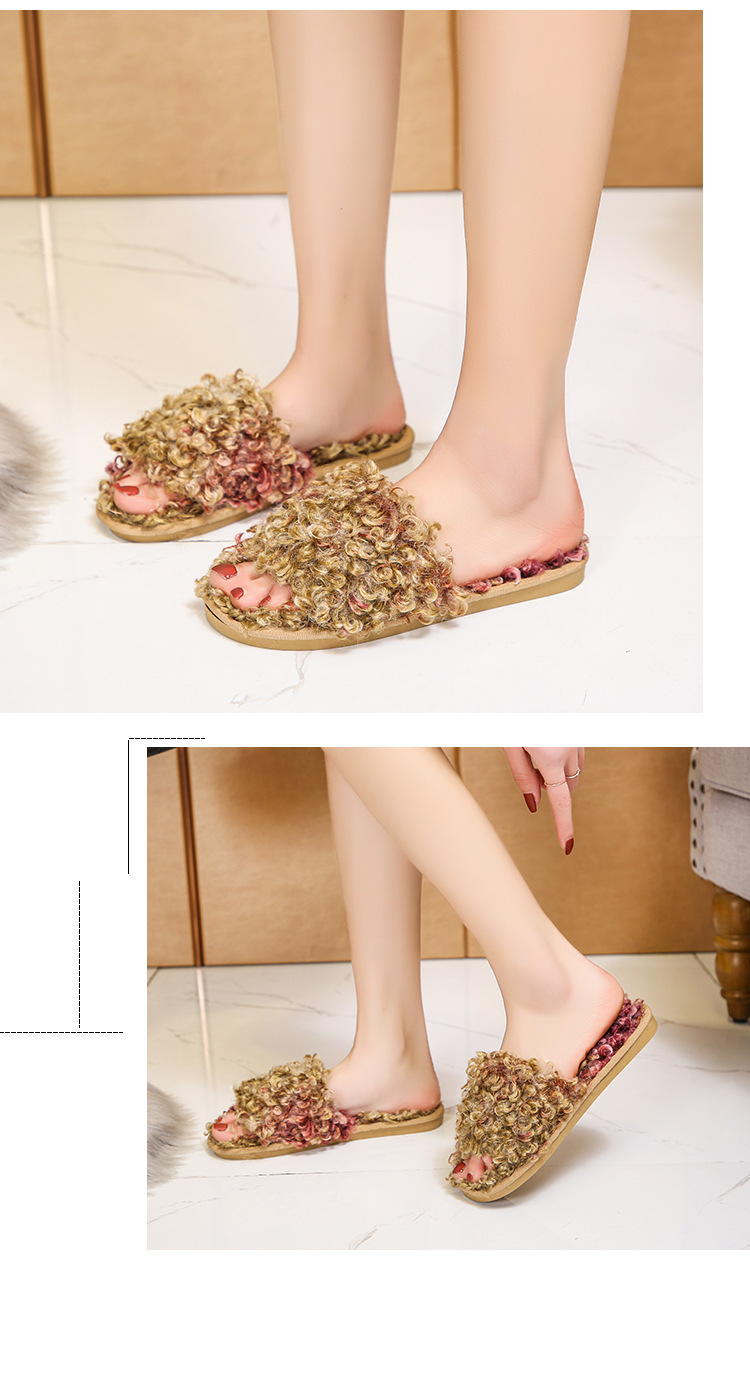 non-slip lamb wool flat-bottomed slippers NSPE21974