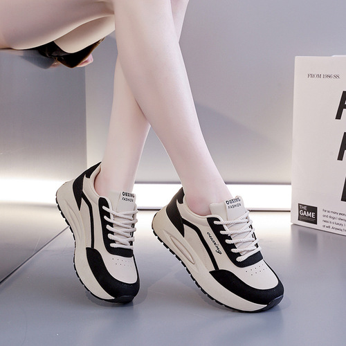 Spring White Sneakers New Korean Version Ins Female Student Thick Sole Height Sports Board Shoes Casual Street Style G6809