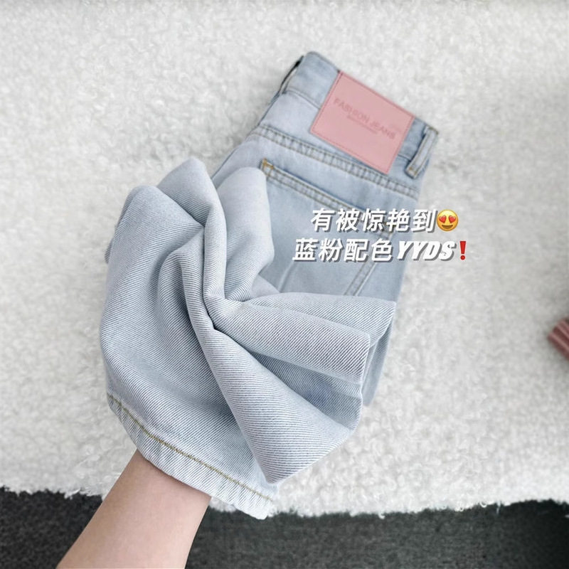 Light Color Wide Leg Pants Women's Spring and Autumn Thin plus size chubby girl High Waist Slimming Narrow Versatile Straight Jeans