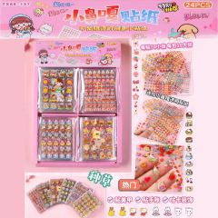 1元24個入り、かわいい漫画ステッカー、ネイルアートカード、ドレスアップステッカー、子供の幼稚園のご褒美ステッカー