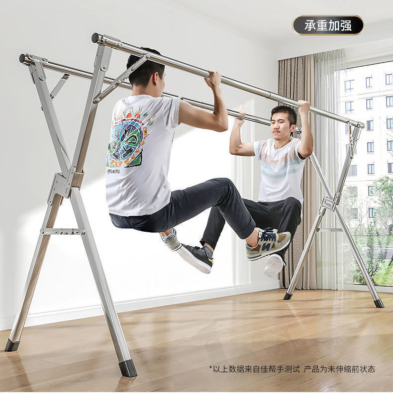 Stainless steel outdoor foldable clothes rack with indoor balcony home use movable cooling rod for baby to hang and dry bedding stand