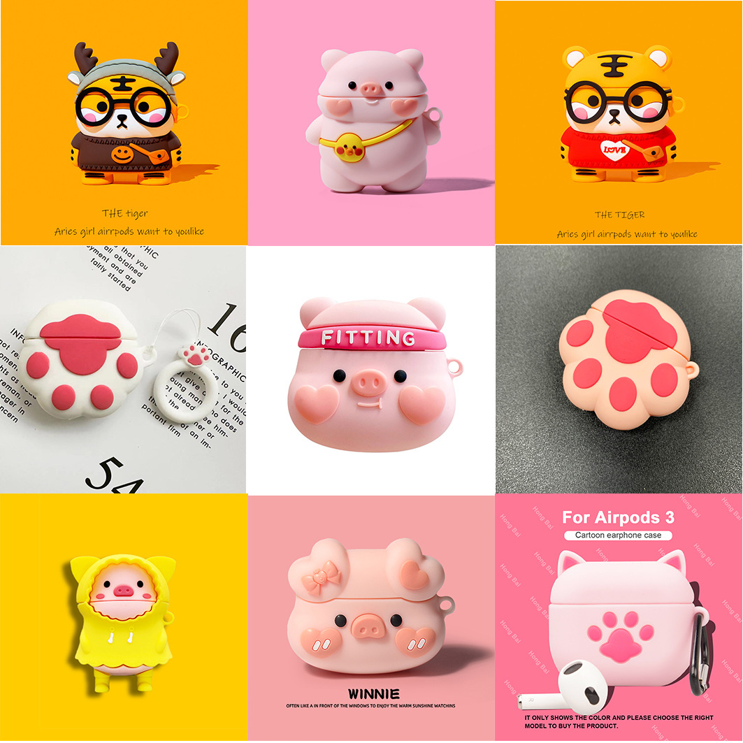 cartoon silicone apple 3 generation earphone bag creative macaron airpods1/2/3 generation bluetooth headphone case
