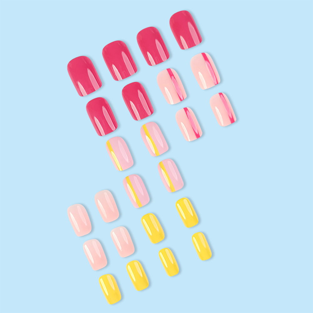 Simple ins estilo portátil parche de uñas Rosa línea roja fábrica de uñas falsas pieza de uñas producto terminado uñas al por mayor image 5