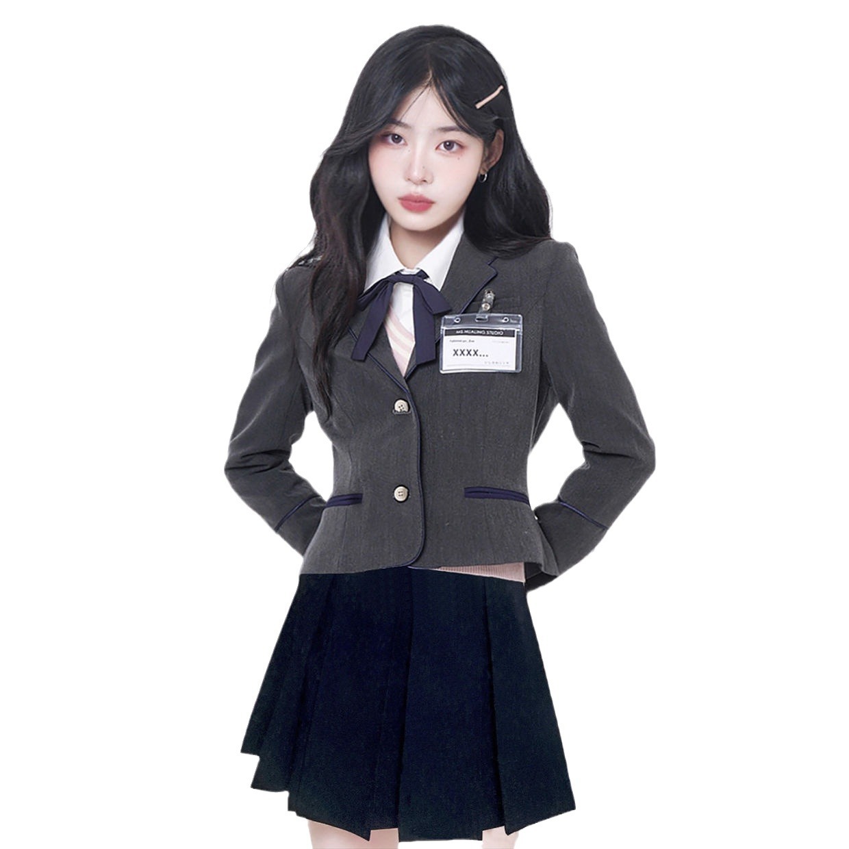 강남로드 한국 드라마 대학 스타일 정장 JK 제복 정장 봄 여름 학용품 센스 재킷 투버튼 정장 2023 신규