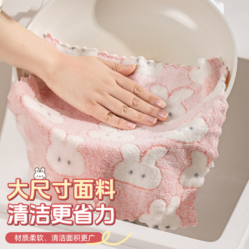 皿洗い布家庭用皿洗い専用雑巾サンゴパイルは、油をつけずに柔らかく吸水して毛を落とさない台所雑巾を厚くしている|undefined