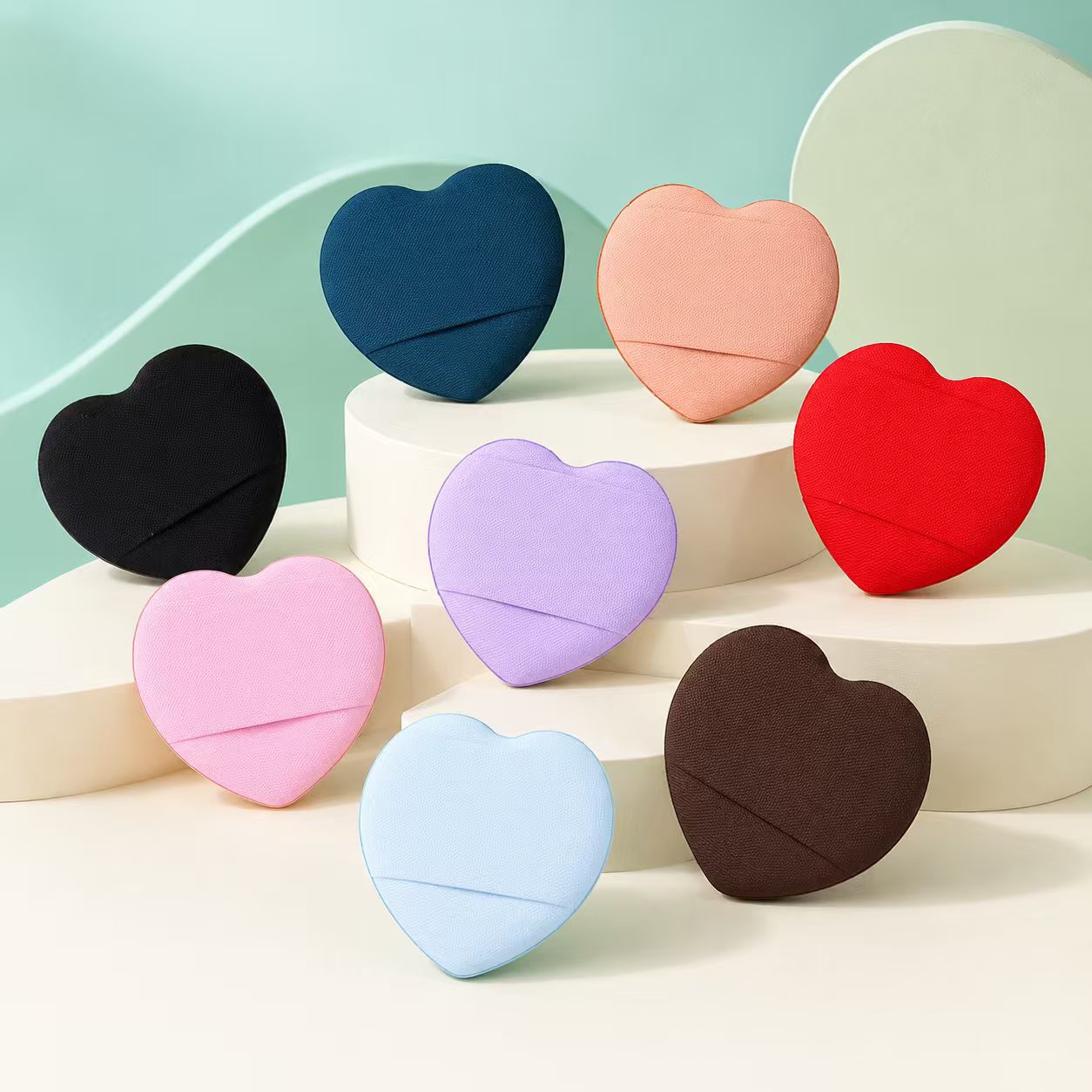 Fábrica personalizada de amor polvo de dedo seco y húmedo no comer polvo puede imprimir LOGO herramientas de maquillaje al por mayor transfronterizas