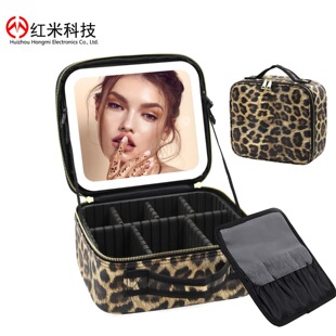 New Cosmetic Bag Large Capacity High-level LED with Mirror Travel Portable Cosmetic Case Waterproof Cosmetic Storage
