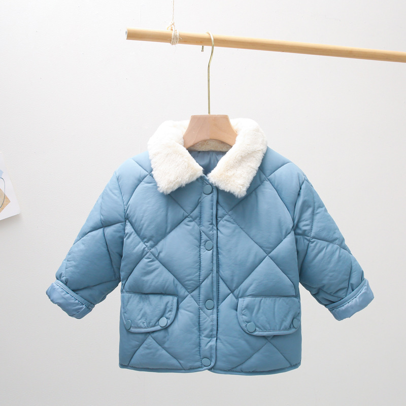 Otoño e invierno nuevos niños Abrigo acolchado de algodón para niños y niñas Cuello de piel engrosado abrigo cálido abrigo de algodón para niños de estilo coreano