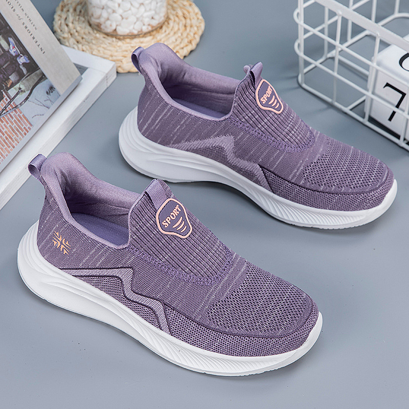 Comfortable Shoes for the Elderly, Spring & Fall Slip-On Casual Mom's Shoes, Soft-Soled Non-Slip Walking Shoes for Middle-Aged and Elderly People, Grandma's Sports Shoes