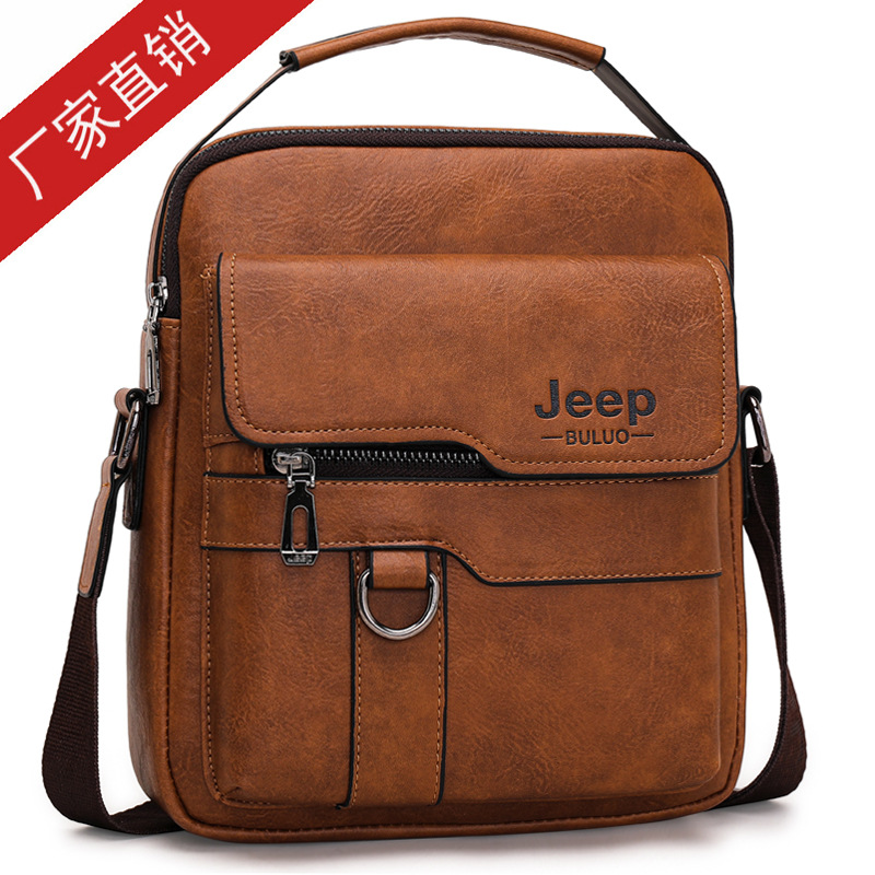 jeep單肩包男包復古男士包包公文斜挎包新款休閒包潮手提包亞馬遜