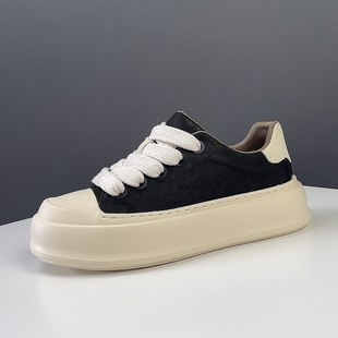 Spring 2025 New Arrival Cloth Shoes Men's Casual Sneakers All-match Shoes Trendy Brand Korean Style Thick-soled High-height Shoes Breathable Shoes