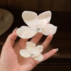 复古醋酸人鱼姬水钻蝴蝶抓夹女后脑勺盘发鲨鱼夹子发量少发卡头饰