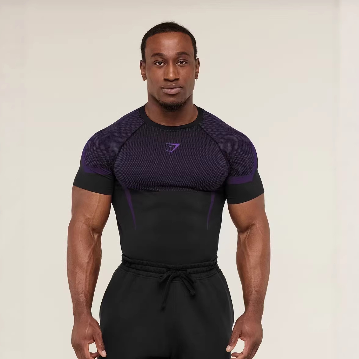 GYMSHARK 남성용 반팔 근육 스포츠 피트니스 러닝 트레이닝 복 스트레치 패션 프린트 라운드 넥 티셔츠