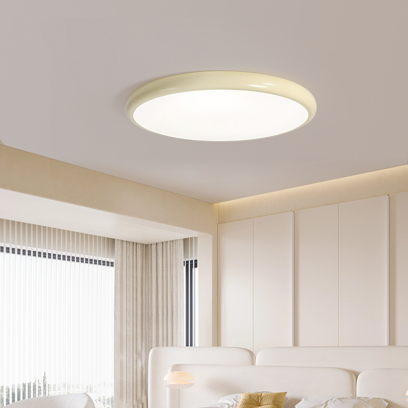 Cream Wind Full Spectrum Eye-Caring LED Flush Mount Lamp with High Brightness, Modern Minimalist Design, Suitable for Children's Room and Master Bedroom