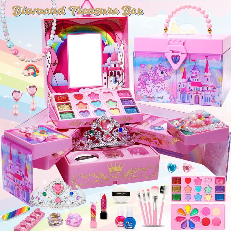 Cross-Border Manufacturers, Various Children's Girls Princess Makeup Gift Boxes, Birthday Gifts, Manicure Art Set, Crown Toys