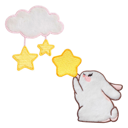 Reaching for the Stars Cute Cat Rabbit Bear Plush Embroidery Sticker Self-adhesive Sticky Sticker Directly onto Switch Shoes E3-2