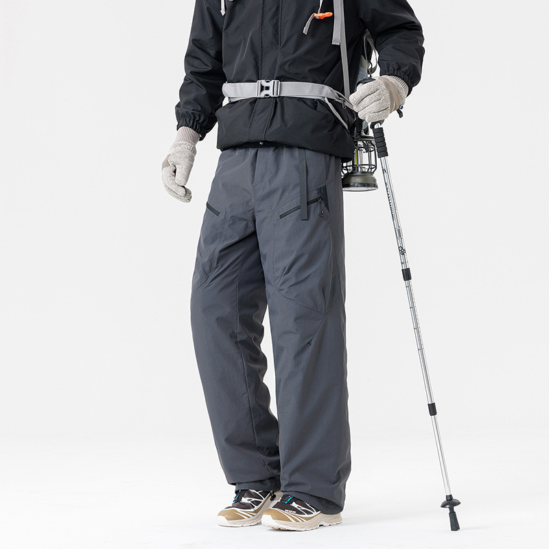 Men's autumn/winter down-filled pants, hiking, windproof, new national standard, 90% white duck down, long pants, outdoor casual workwear, ski pants