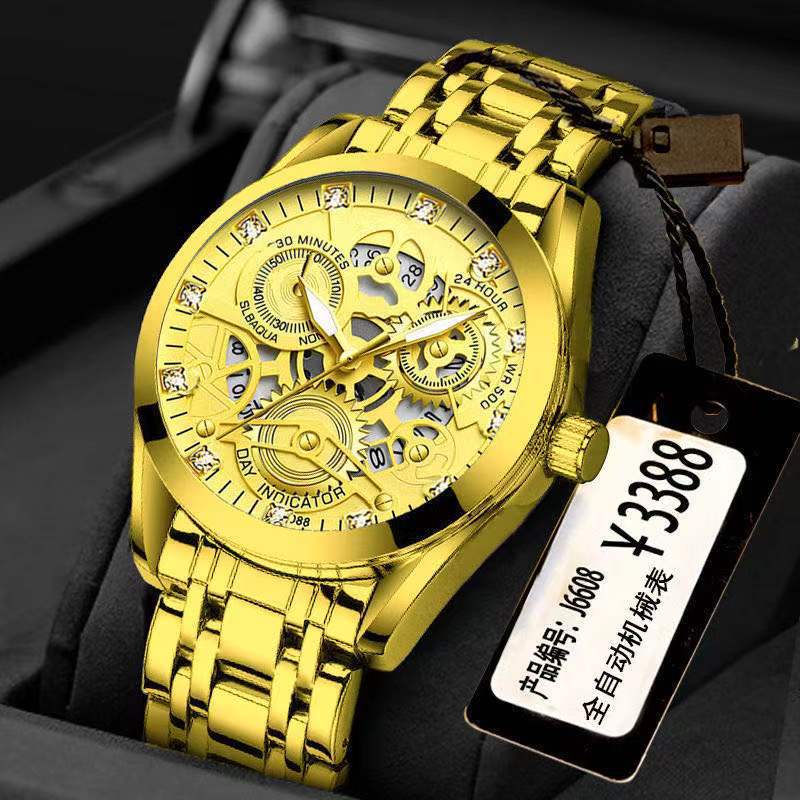 En stock al por mayor de engranajes tuofei reloj de hombre luminoso impermeable de alta gama guapo reloj de hombre moda coreana tecnología negra