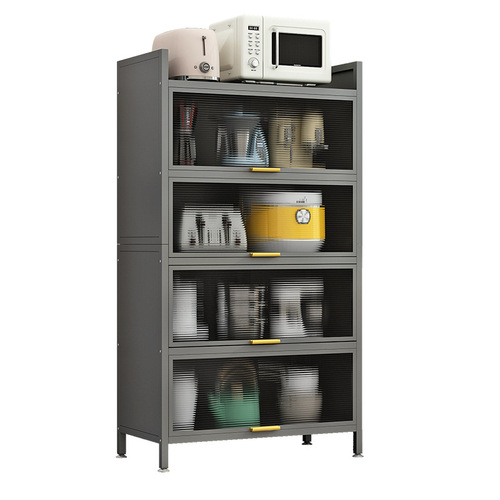 Kitchen shelf storage cabinet with door, microwave storage cabinet, multi-layer floor-standing multifunctional sideboard cabinet