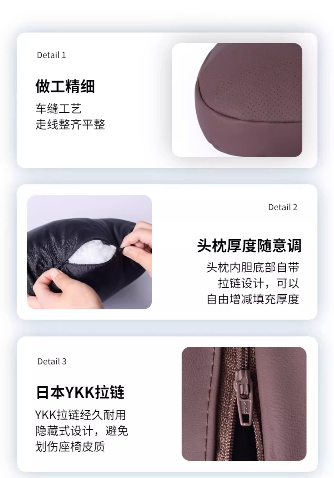 Nappa Leather Car Headrest Car Neck Pillow Car Lumbar Support Nappa Leather Waist Protector Car Cushion Punching Imported