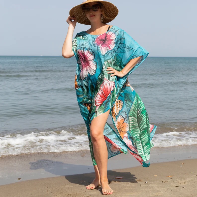 2022 Europa y América nueva playa blusa suelta más tamaño vacaciones traje bikini protección solar camisa 5D199