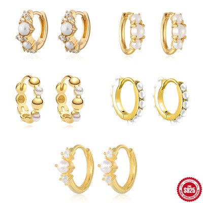 Europe and America Cross border Best seller New products S925 Sterling Silver INS Pearl Combine zircon Earrings fashion Versatile Earrings