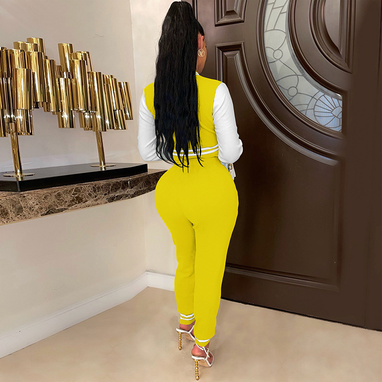 Moterų kelnės baseball uniformos kostiumas su raidėmis sportinis_voghion.com