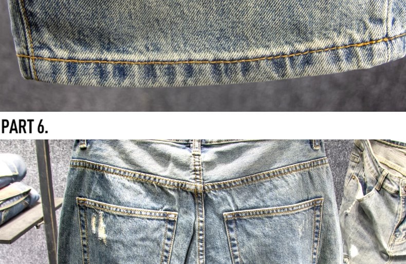 Men's High Street Ripped Denim Shorts Stylish Mid-Length Loose Fitting Straight Leg Casual Patched Five Point Pants_mkmklike.com