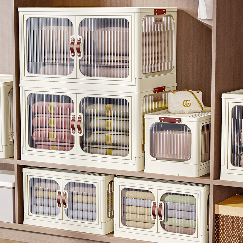 Gabinete de almacenamiento plegable sin instalación Armario de almacenamiento de ropa y refrigerios sin instalación Gabinete de almacenamiento de múltiples capas de plástico Dormitorio Sala de estar