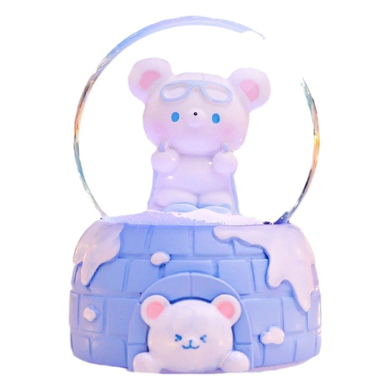 Dibujos Animados lindo Oso de invierno mini bola cristal del agua para niños regalo cumpleaños escritorio decoraciones al por mayor