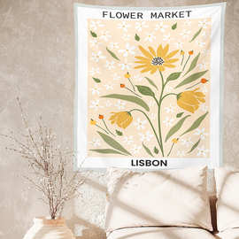 跨境专供植物花卉字母图案印花挂毯 装饰背景布