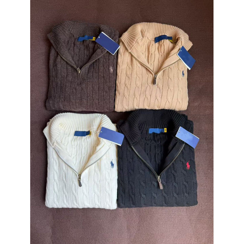 90% Wool 10% Cashmere Retro Half-Zip Cable Knit Pullover Sweater for Men and Women in Old Money Style