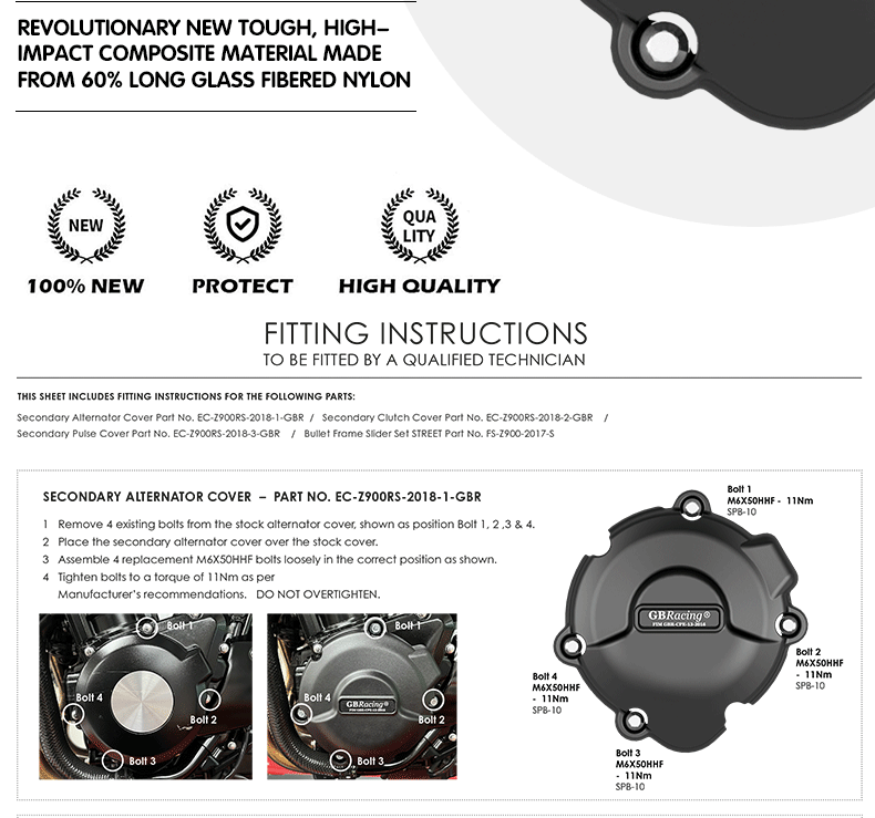 Suitable for Kawasaki Z900Rs Se2018-2025 Engine Protective Cover Gbracing Engine Anti-Fall Side Cover
