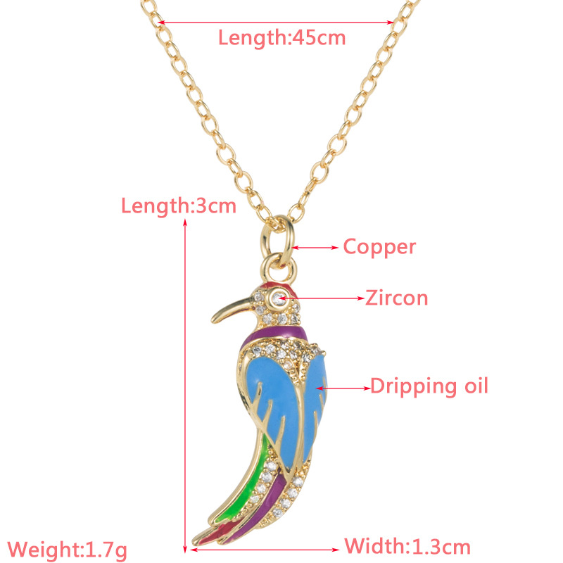 Fashion Butterfly Bird Copper Pendant Necklace Gold Plated Zircon Copper Necklaces