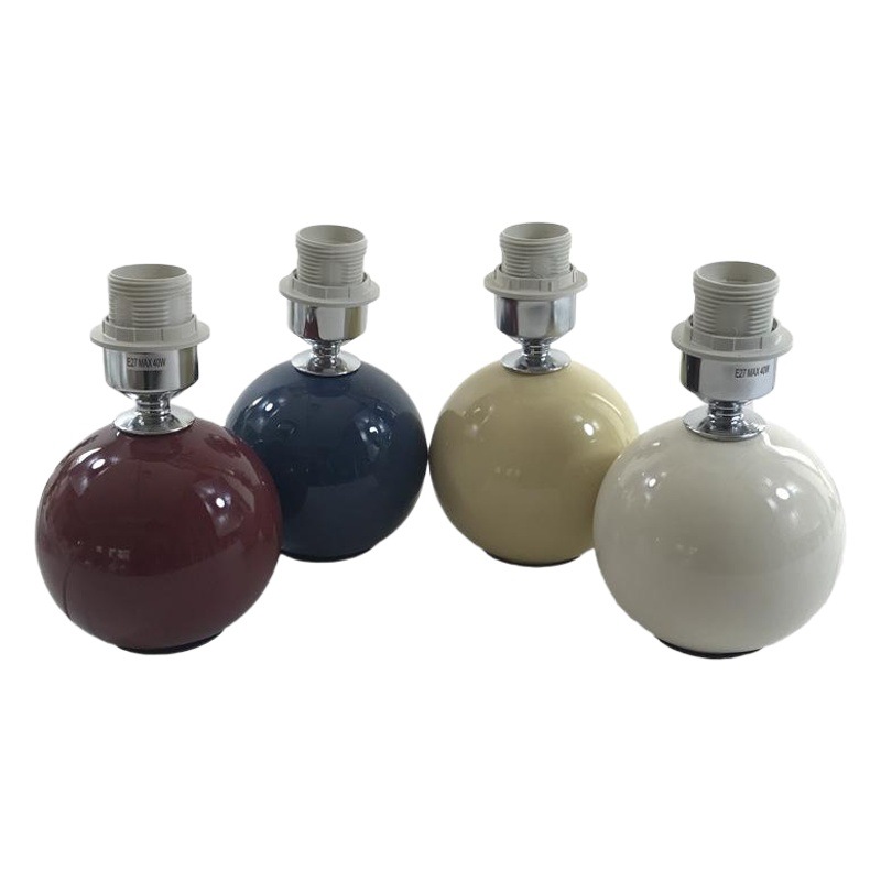 【Xianfan】Base de lámpara de mesa pequeña esférica de cerámica estilo INS, portalámparas E27 con interruptor de botón y cable, accesorios de iluminación estilo INS image 1
