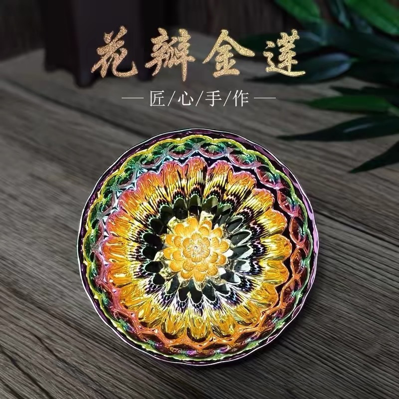跨境热卖主人杯茶杯莲花杯花开富贵全银银莲花冰清玉洁银孔雀陶|undefined