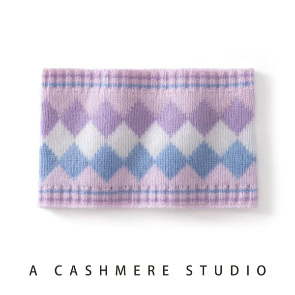 Lekasha cashmere children's diamond-patterned outdoor warm knitted hat, windproof and cold-resistant, with ear protection, suitable for students