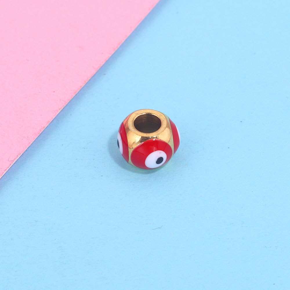 Cuentas cuadradas de acero inoxidable de ojo del diablo europeo y americano cuentas de esmalte de doble cara gota de aceite ojo cuentas espaciadoras cuentas sueltas joyas de bricolaje
