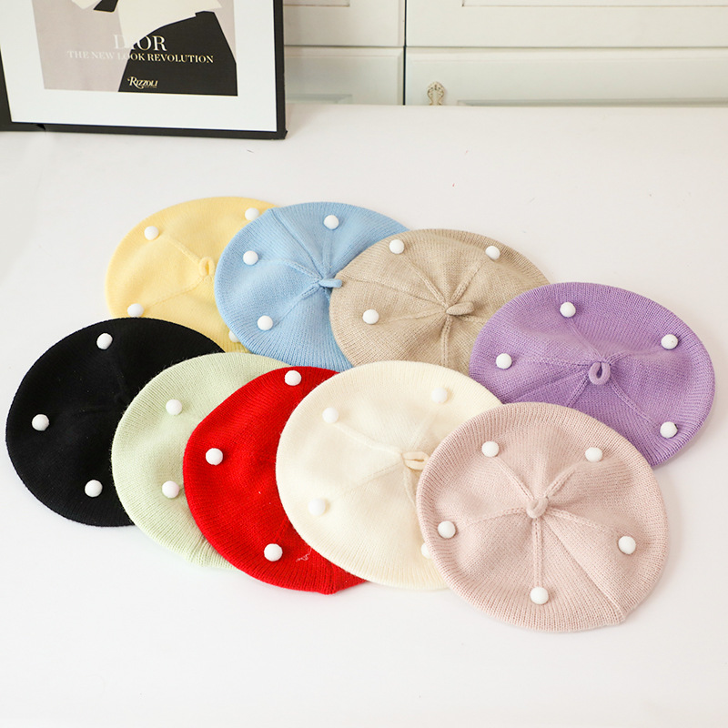 宝宝帽子秋冬款婴儿贝雷帽婴幼儿毛线帽洋气百搭女童针织画家帽潮