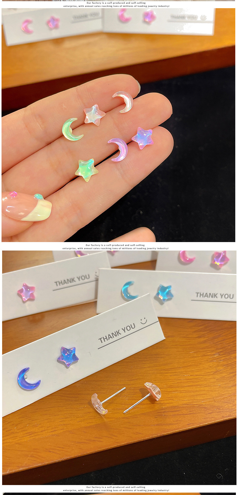 Ear Studs Classification Sweet Star Moon Epoxy Mocha Ear Studs