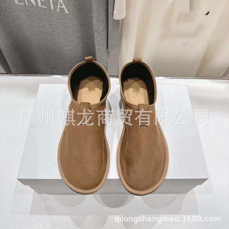 高端小众2025新款真皮圆头浅口复古平底一脚蹬百搭休闲乐福鞋单鞋|undefined
