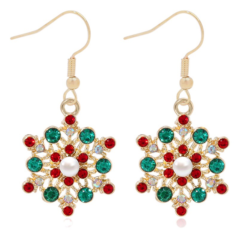 Christmas Earrings Amazon Diamond-Encrusted Bells Snowflakes Christmas Tree Earrings Christmas Eve Christmas Gifts European and American Style
