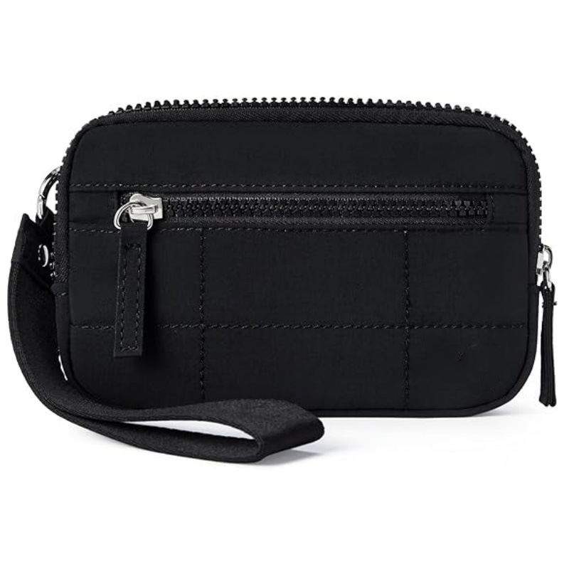 New Women's Wristlet Wallet Nylon Quilted Wallet with 3 Zippers, Suitable for Travel Storage Bags