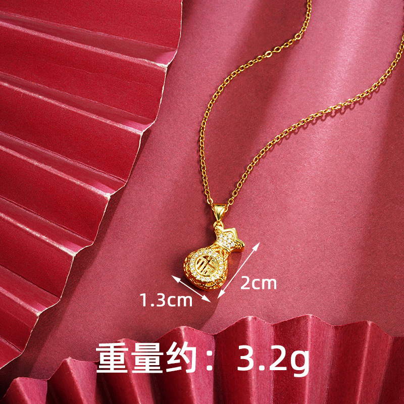 Nuevos colgantes de oro antiguos Fasha retro bolsas de dinero con diamantes huecos colgantes de bolsas de bendición para niños no se desvanecen accesorios al por mayor