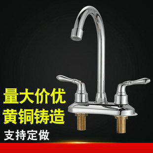 Double Control Copper Basin Faucet Double Handles Double Hole Three Hole Double Switch Cold and Hot Water Wash Basin Kitchen Sink Dragon