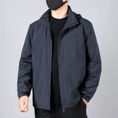 新しい春と秋のジャケット男性のファットマンプラスサイズスポーツカジュアルジャケットファットマンルーズ薄いフード付きトップ