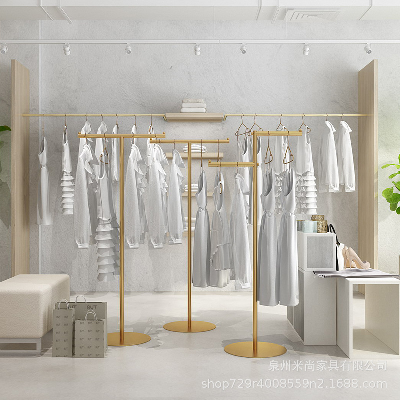 Clothing Nakajima Shelf Golden Floor-to-Floor Nakajima Shelf Women's Clothing Store Display Rack High and Low Shelf Nakajima Shelf