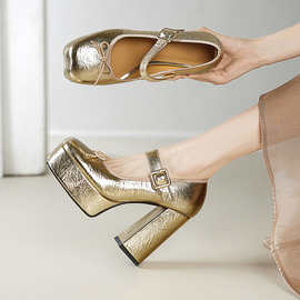 高跟单鞋粗跟女鞋小众轻奢2025秋冬手工复古外贸跨境